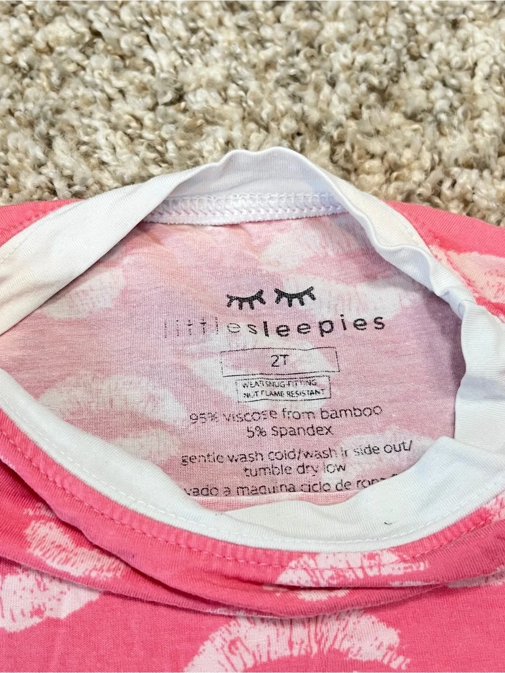 Little Sleepies Pink Lip-Print Pajama Set Bamboo